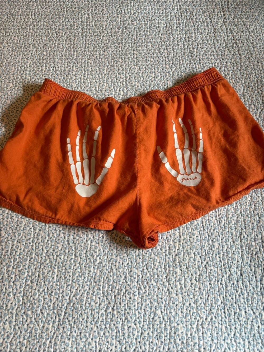 Victoria’s Secret Pink Pajama Shorts with Skeleton Hands Halloween